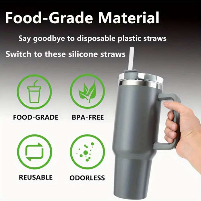 3 Reusable Transparent Straws With Cleaning Brushes