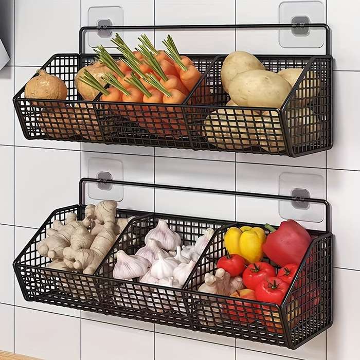 1pc Wall-Mounted Kitchen Storage Basket