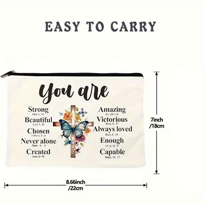 Inspirational Canvas Toiletry Bag For Women,