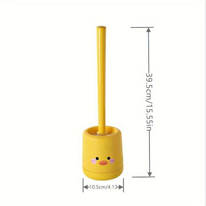 Cute Yellow Duck Silicone Toilet Brush Set
