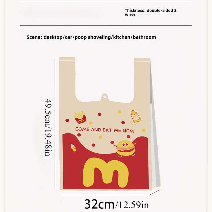 40pcs Cute Hamburger Print Disposable Trash Bags - High-Quality