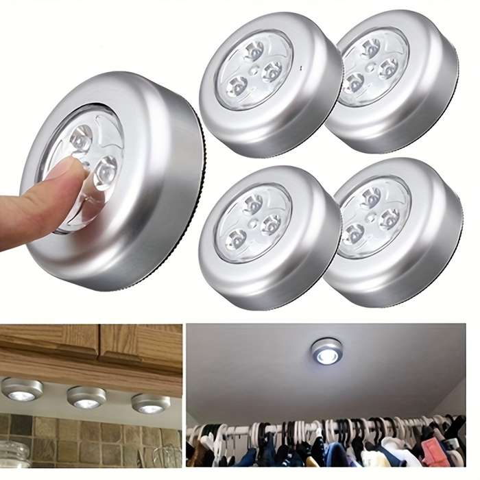 3 Led Touch Light Round, Stick-On Cabinet Night Light