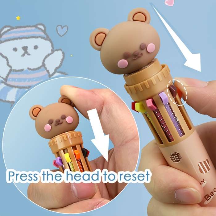 1 10-Color Cute Cartoon Panda Ballpoint Pen