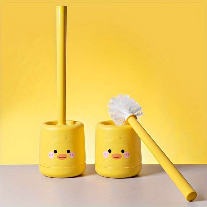 Cute Yellow Duck Silicone Toilet Brush Set