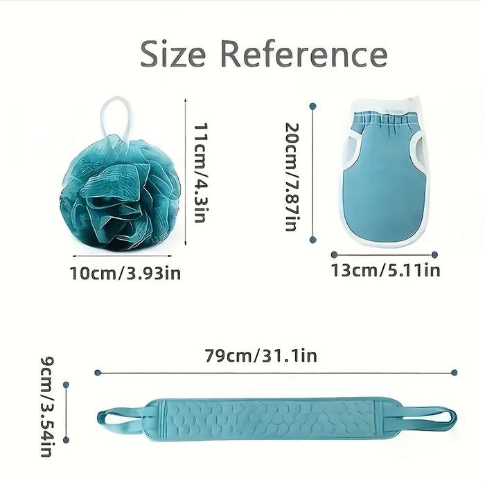 3pcs Bathing Set: Exfoliating Towel
