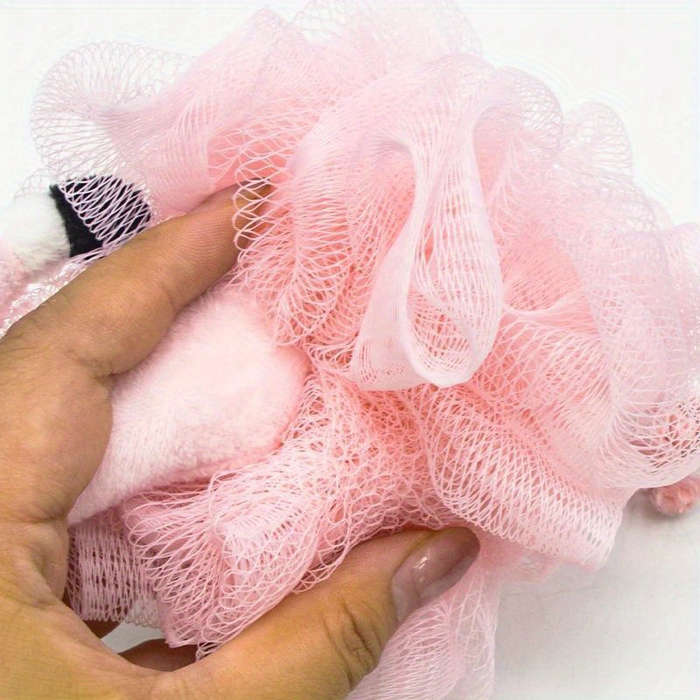 Flamingo-Shaped Exfoliating Loofah Puffs, Soft Spa Shower Bath Scrubber Sponges