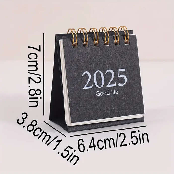 1pc 2024-2025 Mini Spiral Desk Calendar - Everyday View