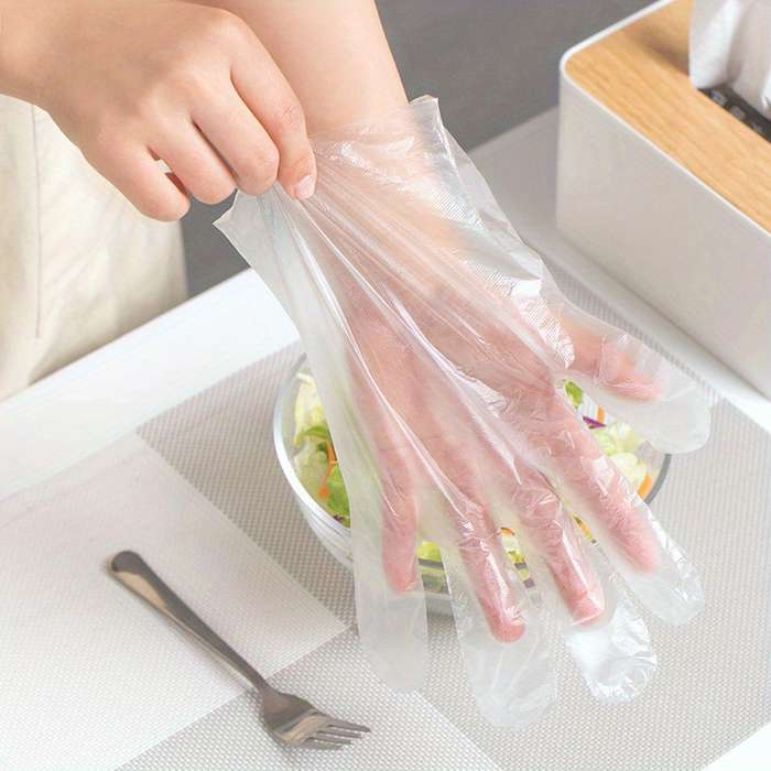 100pcs Disposable Plastic Gloves