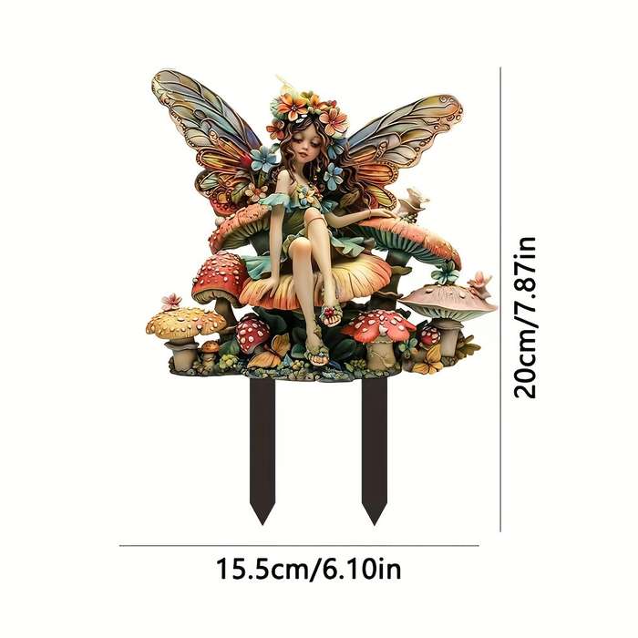 1pc Bohemian Vintage Fairy With Wings, Acrylic Outdoor Garden Stake