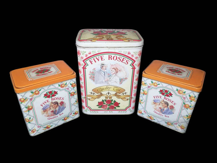 3 x Vintage 5 Roses Tin Containers