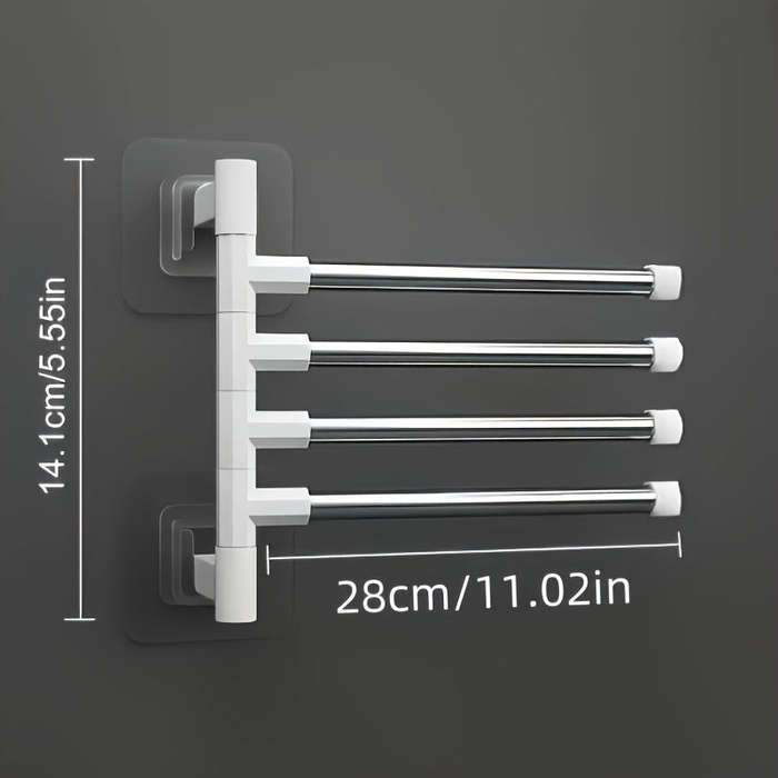 Wall-Mounted Towel Rack With Rotating Rod Multi-Layer Hanging Rod Towel Storage Rack Fragrance-Free