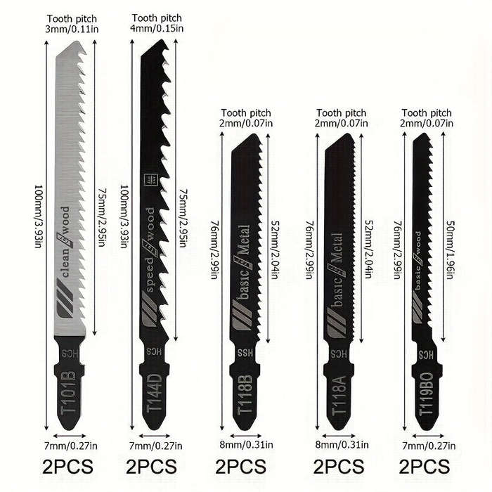 Multi-Purpose 50-Piece Jig Saw Blade Set - High Carbon Steel