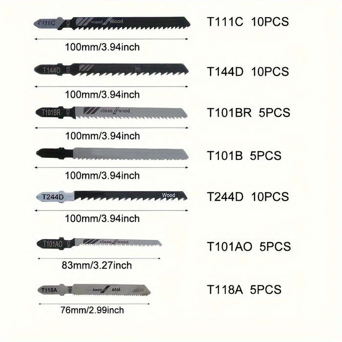 Multi-Purpose 50-Piece Jig Saw Blade Set - High Carbon Steel