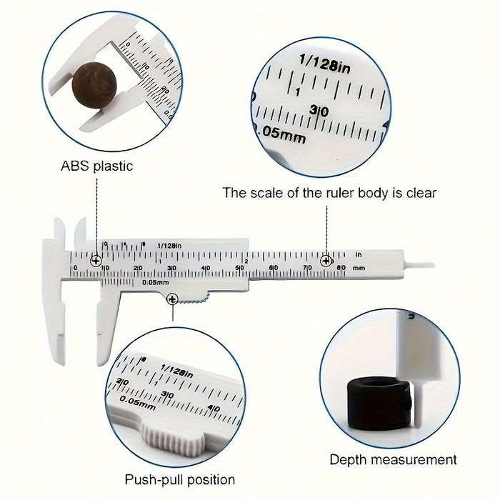 Convenient 1-Piece Mini Plastic Vernier Caliper