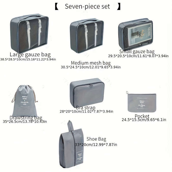 Spacious And Lightweight 7-Piece Ultimate Travel Storage Set