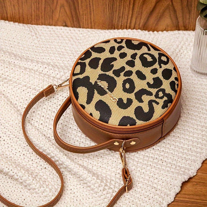 Fashion Retro Leopard Print Small Round Bag