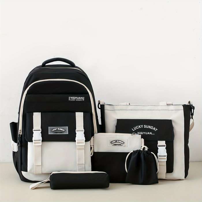 Durable 5-Piece Stylish Backpack Set For Women