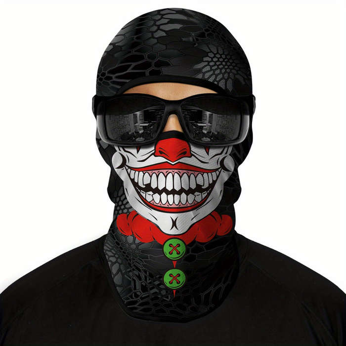 1 Pack Ghost Skull Face Pattern Breathable Windproof Uv Protection Balaclava Hat For Halloween Cospl