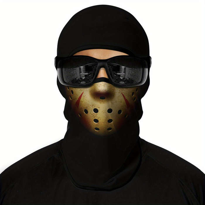 1 Pack Ghost Skull Face Pattern Breathable Windproof Uv Protection Balaclava Hat For Halloween Cospl