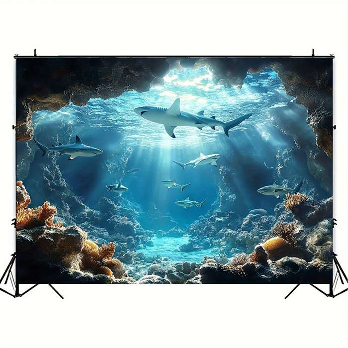 Underwater Sea Life Polyester Backdrop