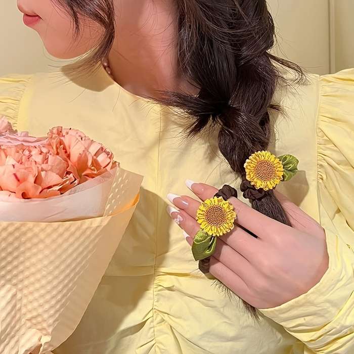 Elegant Cute Sunflower Hair Ties