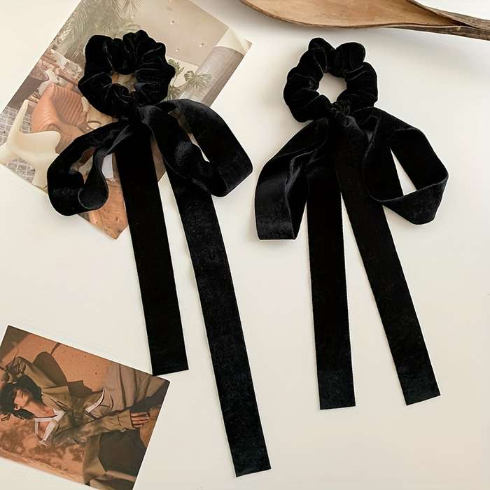 Elegant Black Velvet Bow Hair
