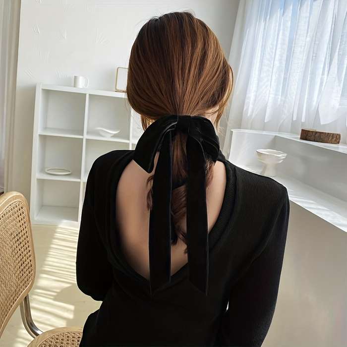 Elegant Black Velvet Bow Hair
