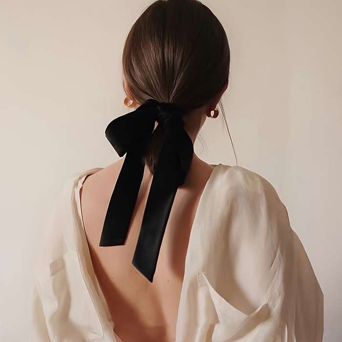Elegant Black Velvet Bow Hair