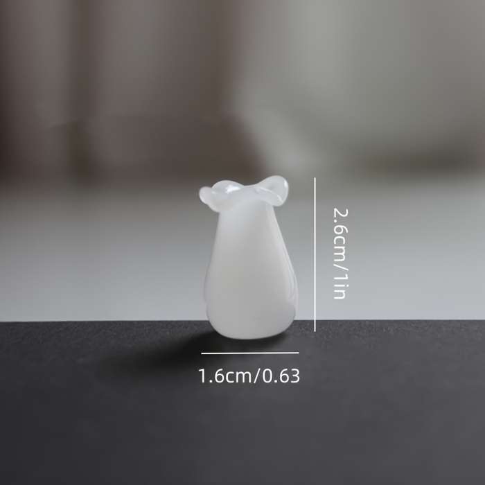 Set of Two Small Black And White Glass Vases