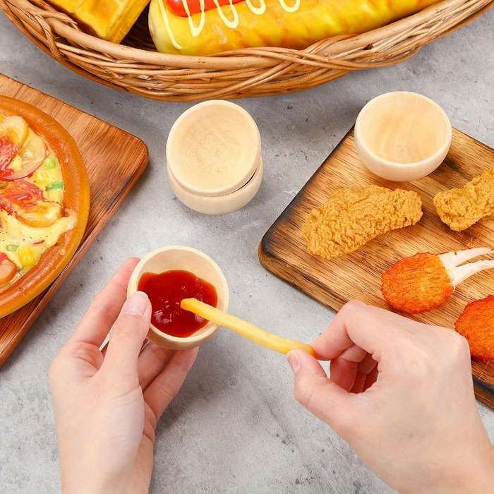 2pcs Boho Style Unfinished Wooden Bowls Set