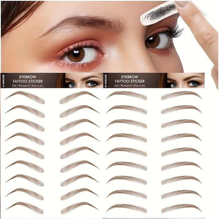Brown Eyebrow Tattoo Stickers