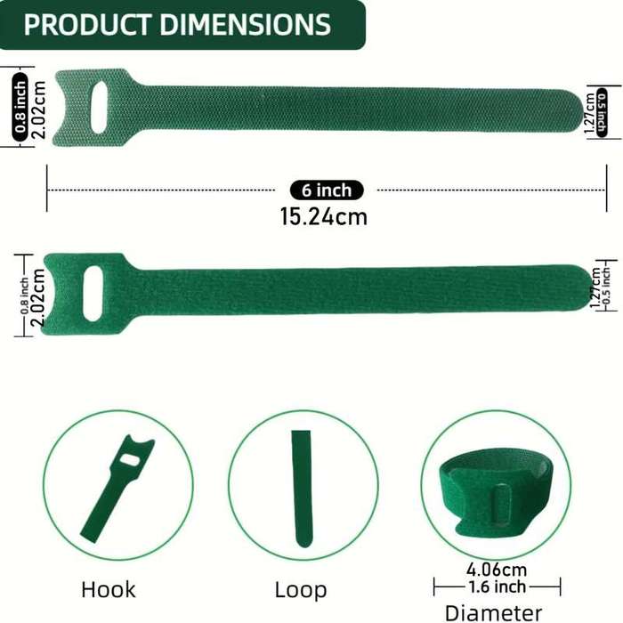 50 Pieces Reusable 6 Inch Adjustable Non-Slip Nylon Plant Ties