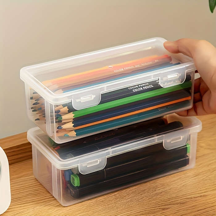 2-Pack Hinged-Lid Large Clear PP Plastic Storage Boxes