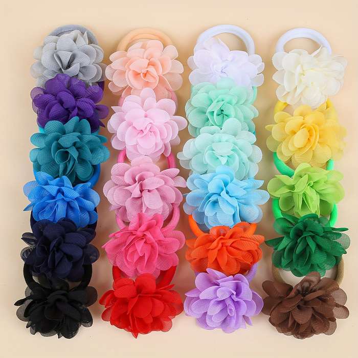 11pcs Chiffon Flower Hair Ties Set