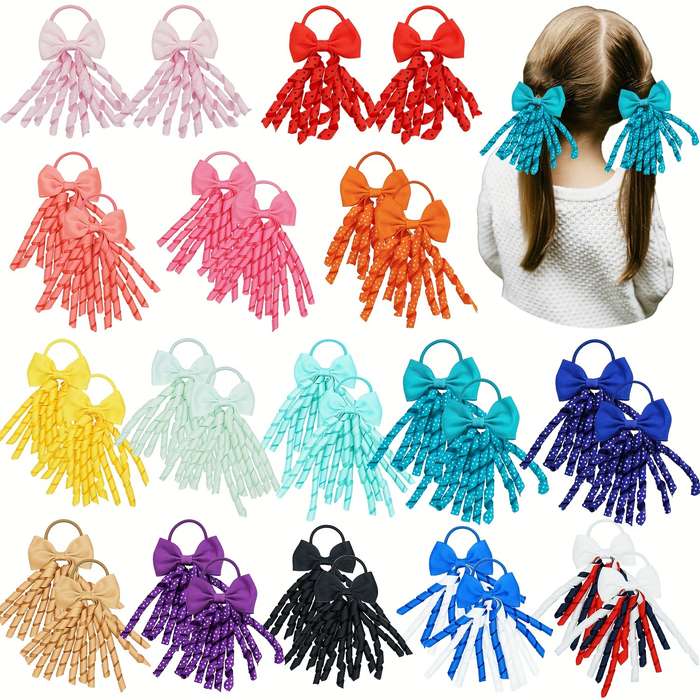 10pcs Elegant Grosgrain Ribbon Bow Hair Ties