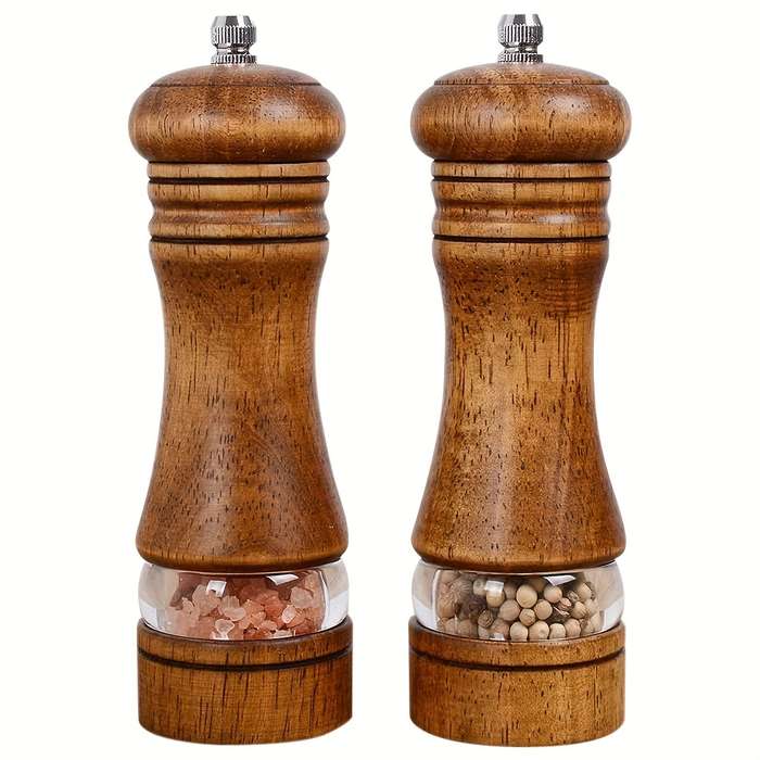 2-Pack Wooden Pepper Grinder Set