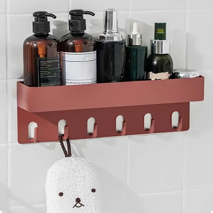 1pc Contemporary White Plastic Wall-Mounted Storage Shelf