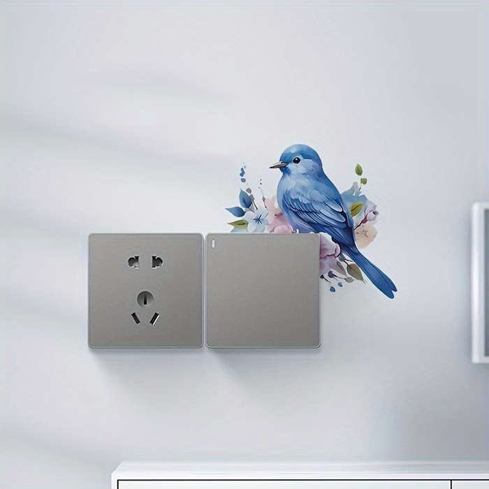 Lucky blue bird plant flower decoration switch sticker