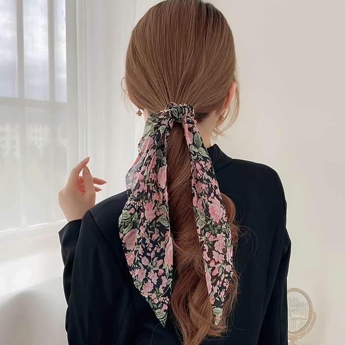 Floral Chiffon Scarf Hair Ties
