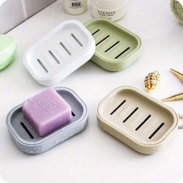 Oval Plastic Soap Dish Set