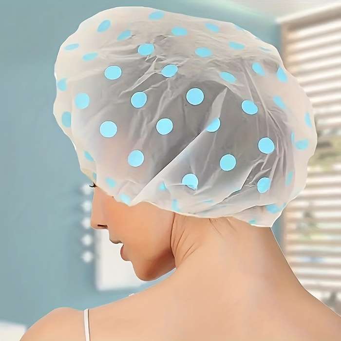 3pcs Adorable Polka Dot Printed Shower Caps