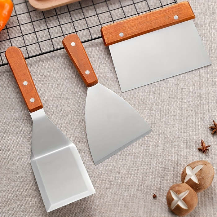 Stainless Steel Spatulas with Wooden Handles