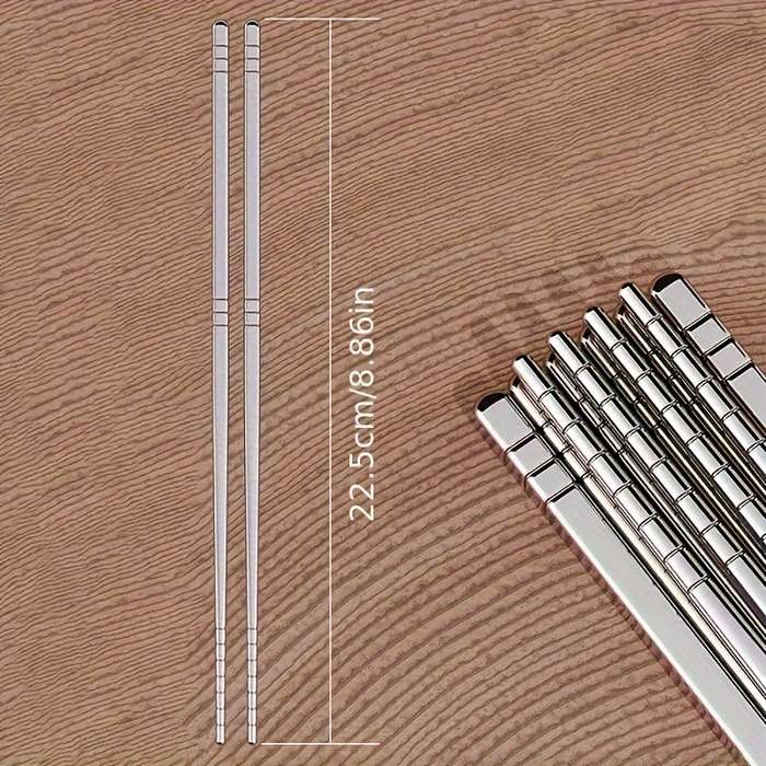 5 Pairs Stainless Steel Chopsticks