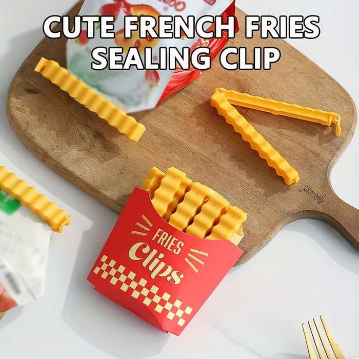 2pcs Cute French Fries Sealing Clip Storage Box