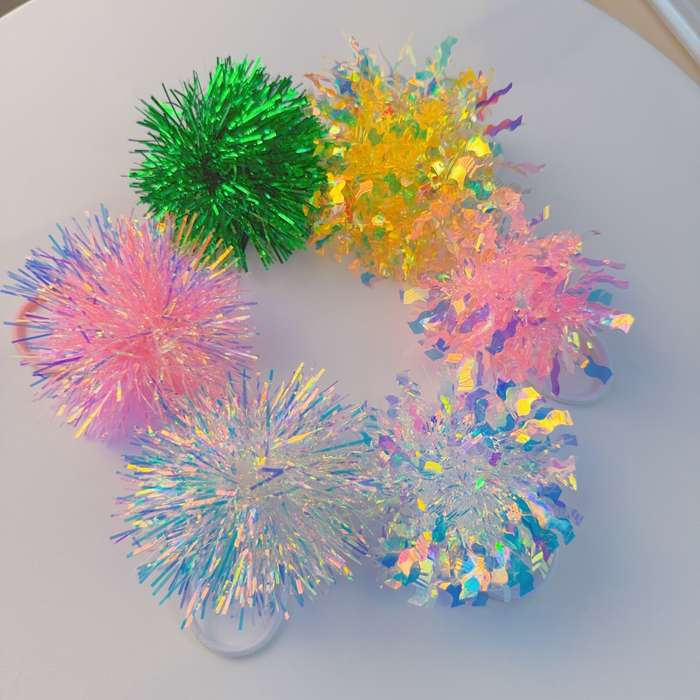 Elegant Cute Fluffy Pompom Hair Scrunchies Set