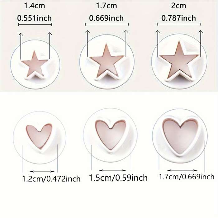 3pcs Plastic Heart  Star Shaped Fondant Cake