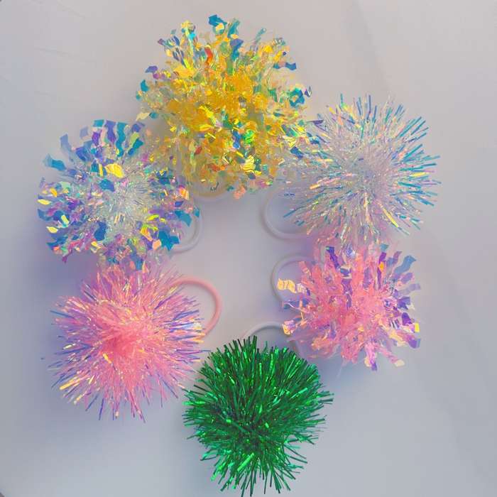 Elegant Cute Fluffy Pompom Hair Scrunchies Set