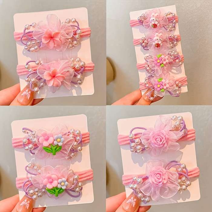 Cute Cartoon Flower Hair Ties for Girls