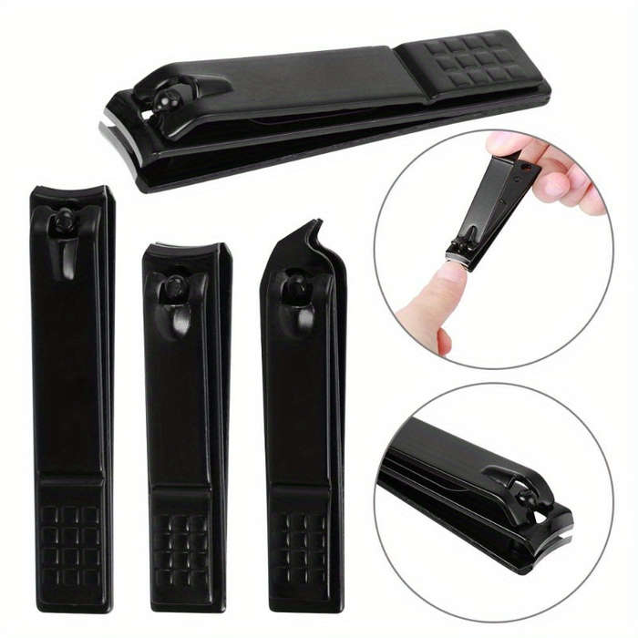 3pcs Black Stainless Steel Nail Clipper Set