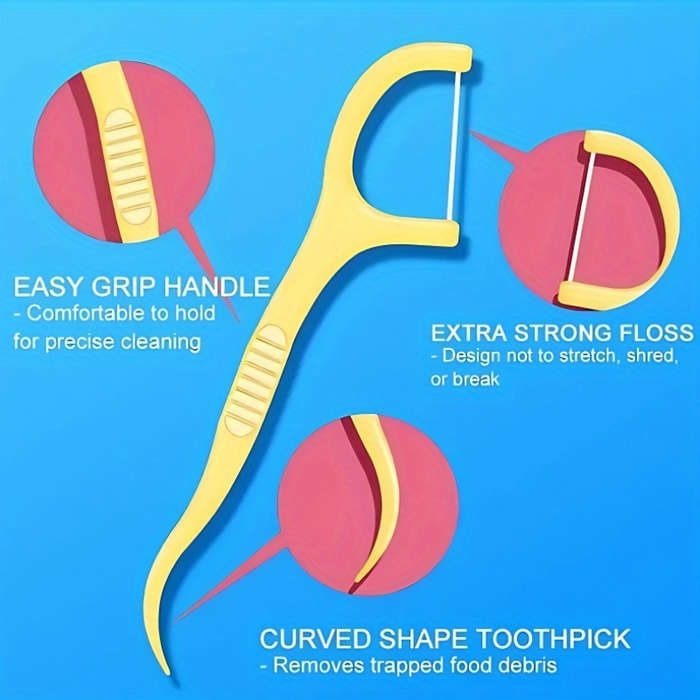 50-Pack Fruit Flavored Dental Floss Sticks with Toothpicks